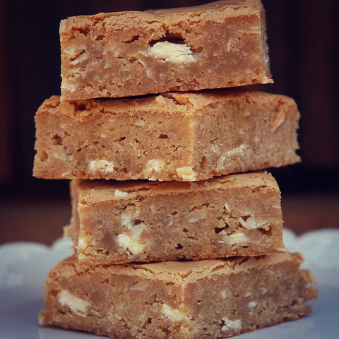 COCONUT WHITE CHOCOLATE BLONDIES